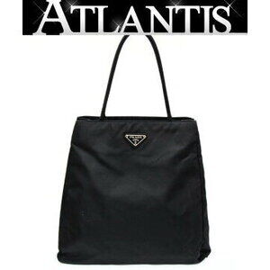 Prada Triangle Logo Trapezoid Tote Bag Nylon Black